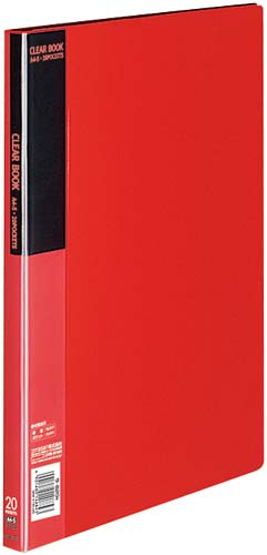 クリヤーブックベーシックA4縦20ポケット赤10冊