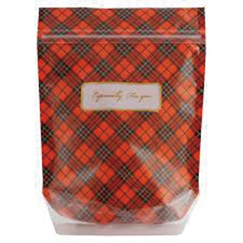ジッパーバックマチ付タータンレッドM 5枚入×10
