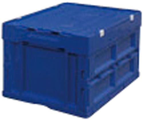 ハード折りたたみコンテナフタ一体型 ブルー 40L