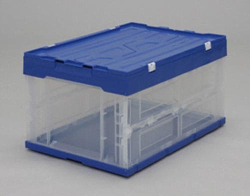 ハード折りたたみコンテナフタ一体型 青/透明40L