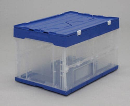 ハード折りたたみコンテナフタ一体型 青/透明50L