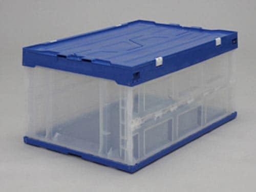 ハード折りたたみコンテナフタ一体型 青/透明75L