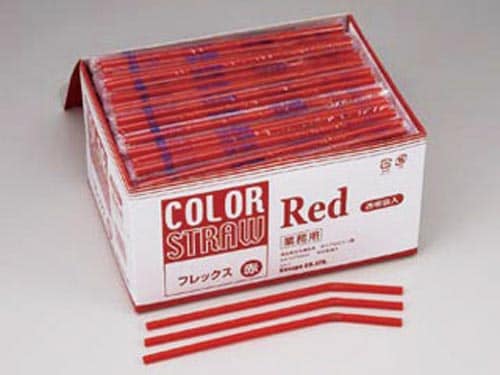 曲がるストロー 赤 個包装 8000本入