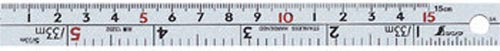 直尺 シルバー 15cm 併用目盛 W左基点