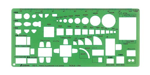 テンプレート TD−1家具記号定規(大)1/50