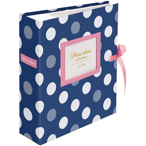 ポケットアルバム 窓付き ポルカドット ブルー×3