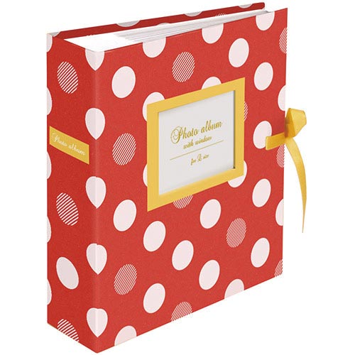 ポケットアルバム 窓付き ポルカドット レッド×3