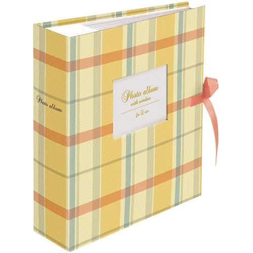 ポケットアルバム 窓付き チェック イエロー×3