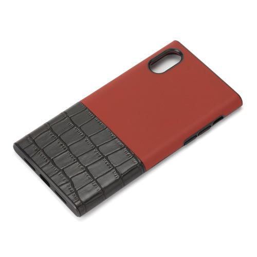 iPhone XS用タフケース クロコダイル調/赤