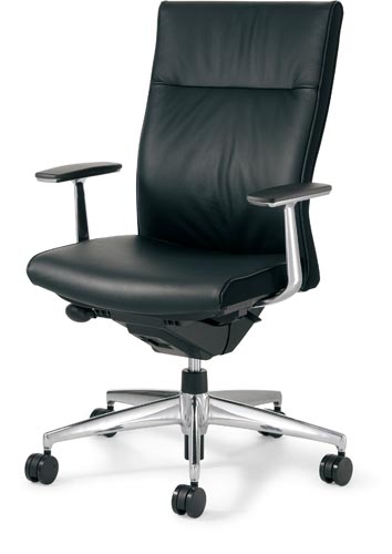 プント ハイバック 革張り アルミ肘 ブラック W