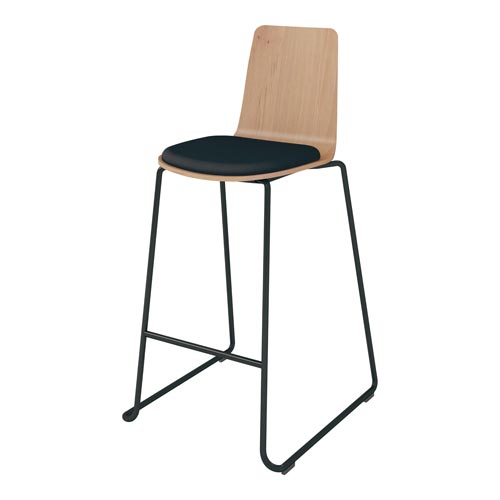 ミケット ハイチェアー黒脚 合板Y3 座パッドE6