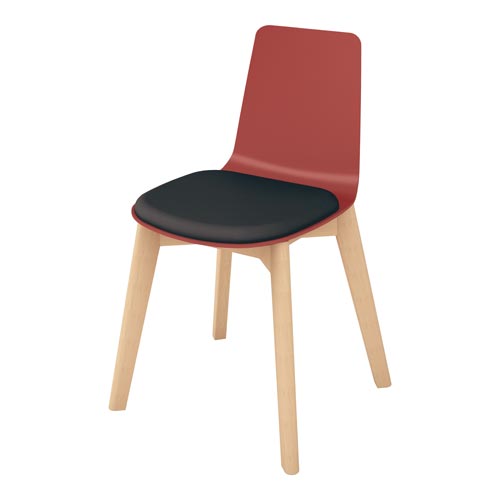 ミケット 木脚 PPシートレッド 座パッドブラック