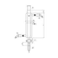 旭製作所 ジョイント付二重管式クロマトカラム(コック付) ガラスコック ウォーターコネクター仕様 Φ40L:500 384040/5005LW 1個