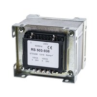 RS Pro シャーシ取り付け電源トランス1次:230V ac2次:24V ac電力:200VA 503938 503938 1個