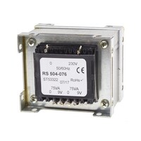 RS Pro シャーシ取り付け電源トランス1次:230V ac2次:9V ac電力:150VA 504076 504076 1個