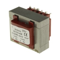RS Pro 基板実装用トランス 一次側:230V ac 二次側:9V ac 出力数:2 504408 504408 1個