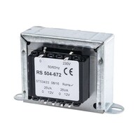 RS Pro シャーシ取り付け電源トランス1次:230V ac2次:12V ac電力:50VA 504672 504672 1個