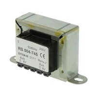 RS Pro シャーシ取り付け電源トランス1次:230V ac2次:6V ac電力:12VA 504745 504745 1個