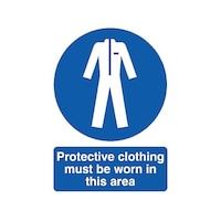 RS Pro 必須標識 Protective ClothingText 英語語 PP硬質プラスチック 青/白 148 x 210mm 7631765 7631765 1個