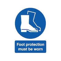 RS Pro 必須標識 Foot Protection Must Be Worn 英語語 PP硬質プラスチック 青/白 420 x 594mm 7631884 7631884 1個