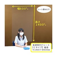 アズワン 吊り下げパーテーション Eタイプ(縦長) H1400×W600 高透明PET樹脂 EtypePartition EtypePartition 1枚