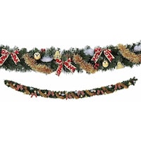 アズワン オーナメント付きグリーンクリスマスガーランドセット270cm レッド 284821 284821 1セット