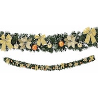 アズワン オーナメント付きグリーンクリスマスガーランドセット270cm ゴールド 284822 284822 1セット