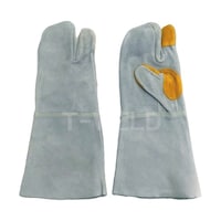 3本指 牛革手袋 本色 長さL:36cm