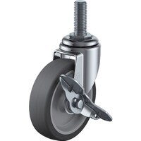ユーエイキャスター ユーエイ ねじ込み式 自在 キャスター エラストマー 車輪径65mm ストッパー付き Eタイプ ETS型 ネジ寸法M12×35ピッチ1.75