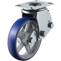 ユーエイキャスター ユーエイ プレート式 自在 クッションキャスター プレミアムウレタン 車輪径200mm  SKYタイプ SKY2S型 取付寸法133×86(125×62)