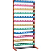 トラスコ中山 TRUSCO UPR型ビンラック 片面 H1900 ビン小黒・橙・白・緑各24個付 黒