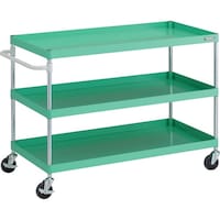 トラスコ中山 TRUSCO ツールワゴン フェニックスワゴン 抗ウィルスハンドル 省音 1200X600XH880 3段 ヤンググリーン