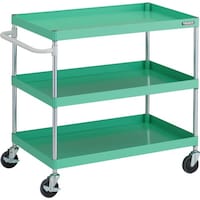 トラスコ中山 TRUSCO ツールワゴン フェニックスワゴン 抗ウィルスハンドル 省音 900X600XH880 3段 ヤンググリーン