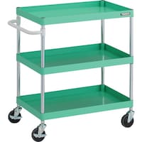 トラスコ中山 TRUSCO ツールワゴン フェニックスワゴン 抗ウィルスハンドル 省音 750X500XH880 3段 ヤンググリーン