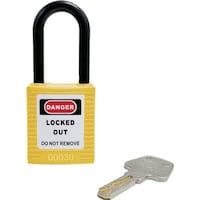 セーフラン安全用品 セーフラン ロックアウト用絶縁パドロック 黄 吊38mmタイプ