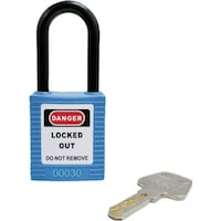 セーフラン安全用品 セーフラン ロックアウト用絶縁パドロック 青 吊38mmタイプ