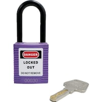 セーフラン安全用品 セーフラン ロックアウト用絶縁パドロック 紫 吊38mmタイプ