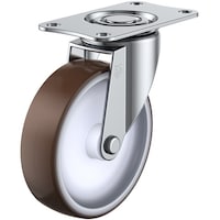 ユーエイキャスター ユーエイ プレート式 自在 キャスター ウレタン 車輪径100mm Sタイプ SG型 取付寸法82×40