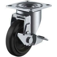 ユーエイキャスター ユーエイ プレート式 自在 キャスター ゴム 車輪径100mm ストッパー付き Jタイプ RJ2S型 取付寸法71×71(68×68)