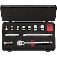 京都機械工具 nepros 9.5sq.ソケットレンチセット(11点)(ケース付) 6角 ケース間口275×奥行150×高さ50mm