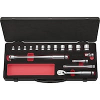 京都機械工具 nepros 9.5sq.ソケットレンチセット(17点)(ケース付) 6角 12角 ケース間口455×奥行190×高さ60mm