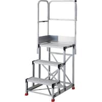 トラスコ中山 TRUSCO アルミ製作業用踏台 3段 高さ0.75m 天板寸法600×400 段高250mm 天場二方手すり付き