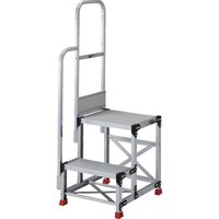 トラスコ中山 TRUSCO アルミ製作業用踏台 2段 高さ0.6m 天板寸法500×400 ステップ奥行250mm 階段片手すり付き