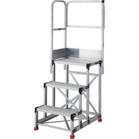 トラスコ中山 TRUSCO アルミ製作業用踏台 3段 高さ0.75m 天板寸法800×400 段高300mm 天場二方手すり付き