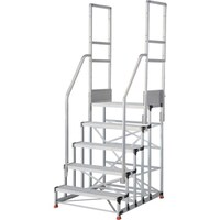 トラスコ中山 TRUSCO アルミ製作業用踏台 グレーチングタイプ 5段 高さ1.5m 天板寸法1000×400 段高300mm 階段両手すり付き