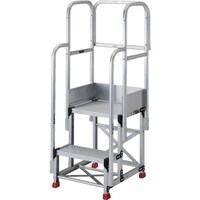 トラスコ中山 TRUSCO アルミ製作業用踏台 2段 高さ0.6m 天板寸法500×400 ステップ奥行300mm フルセット手すり付き