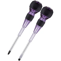 ベッセル VESSEL 2502PSGPU ボールグリップ安全貫通ドライバー2本組 ギャラクシー紫