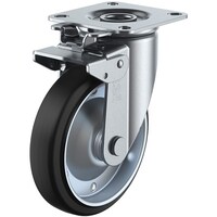 ユーエイキャスター ユーエイ プレート式 自在 キャスター ゴム 車輪径150mm 旋回固定 Jタイプ J2K型 取付寸法80×80(75×75)