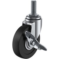 ユーエイキャスター ユーエイ ねじ込み式 自在 キャスター ゴム 車輪径125mm ストッパー付き Eタイプ ETS型 ネジ寸法M16×40ピッチ2