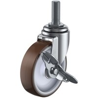 ユーエイキャスター ユーエイ ねじ込み式 自在 キャスター ウレタン 車輪径100mm ストッパー付き Eタイプ ETS型 ネジ寸法UNF1/2×25山数20
